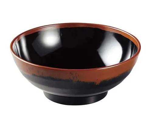 61-6835-49　Melamine Japanese tableware Chojiro kiln soba Bowl AN-70 extra-large B inside Black　2428320