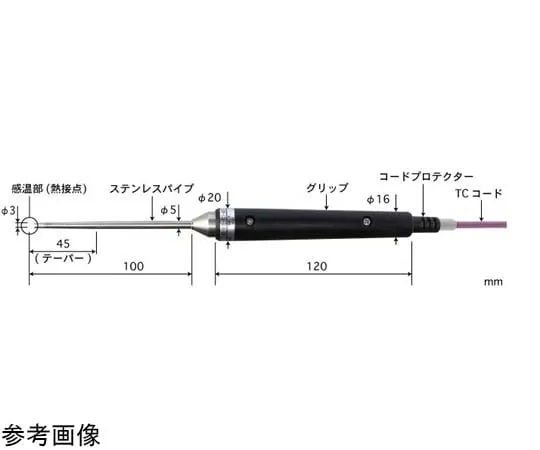 65-3530-26　Pricking Type Temperature Sensor BT Series -200~500°C Response Speed (sec): 3 E Type　BT-92E-TC1-ASP