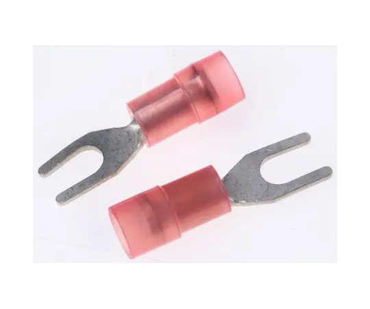 63-4750-42　RS PRO绝缘压痕铁锹连接器，0.5mm2至1.5mm2,22AWG至16AWG,M3.5 (#6) 螺柱尺寸尼龙，红色　267-3701