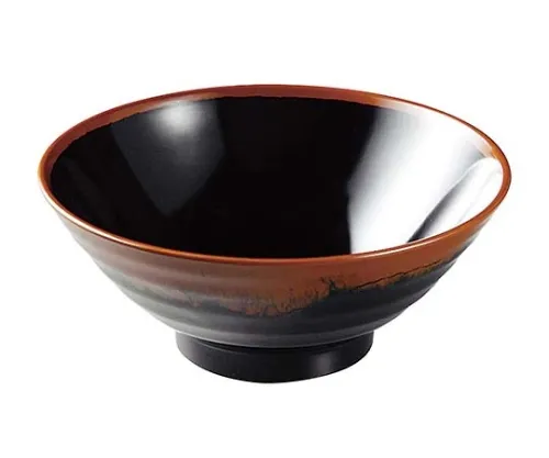 61-6835-52　Melamine Japanese tableware Chojiro kiln soba Bowl AN-65 large B inside Black　2428420