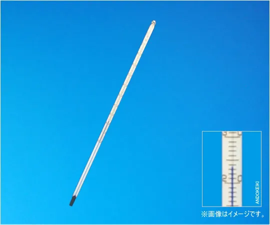 64-0705-75　蓝色液棒温度计0~100°C (1°C) 总燃烧长度300 mm　1-20-1