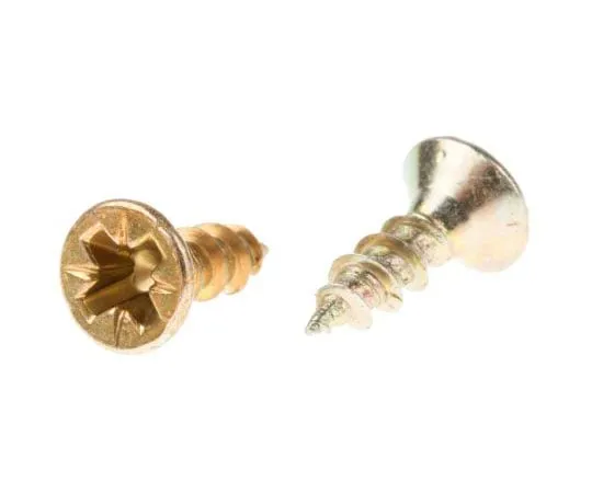 63-4690-53　Pozidriv Countersunk钢木螺丝黄色钝化，镀锌，3.5mm螺纹，长度12 mm　144-3472