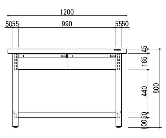 3-5810-01　［已停用］工作台(下方表格，含4个双面抽屉) 1200 x 900 x 800 mm　KWD-1200