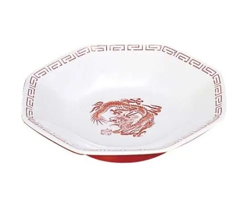 61-6836-17　Melamine Chinese Tableware Zuisho Hakkaku Saratatsu CA-30 Outer Red Inner White　2419310