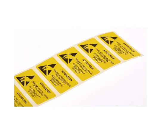63-4774-16　RS PRO黑黄纸ESD标签，注意事项文字38 mm x 16 mm　364-3571