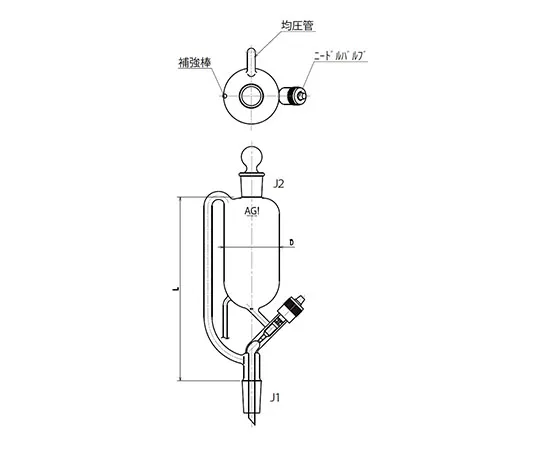 61-0188-13　［已停用］平衡式分离漏斗针阀30mL　3748-30-3L