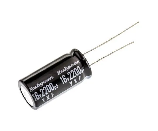 63-4736-57　Rubycon 2200μF16V直流铝电解电容器，通孔12.5 (Dia。)x 25 mm+105°12.5 mm 5 mm　16YXF2200M12.5X25