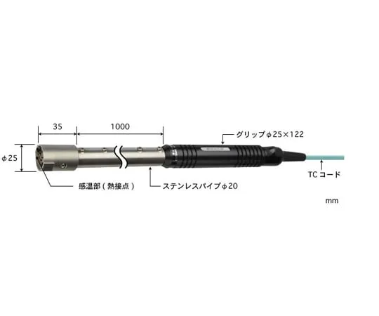 65-3533-57　［Out of stock］Durable Type Temperature Sensor for High Temperature Surfaces HHT Series with ISO Document Set 300~1100°C Pipe Shape: Straight K Type　HHT-51K-10-TC1-ASP