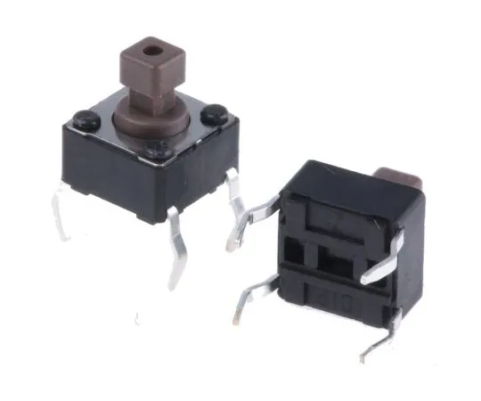 63-4777-11　棕色按钮触感开关，单杆单抛 (SPST) 50 mA@12 V dc 3.8 mm　DTS644NV