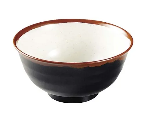 61-6835-59　Melamine Japanese tableware Chojiro kiln feathered Rice Bowl AN-60 large double inner white　2428630