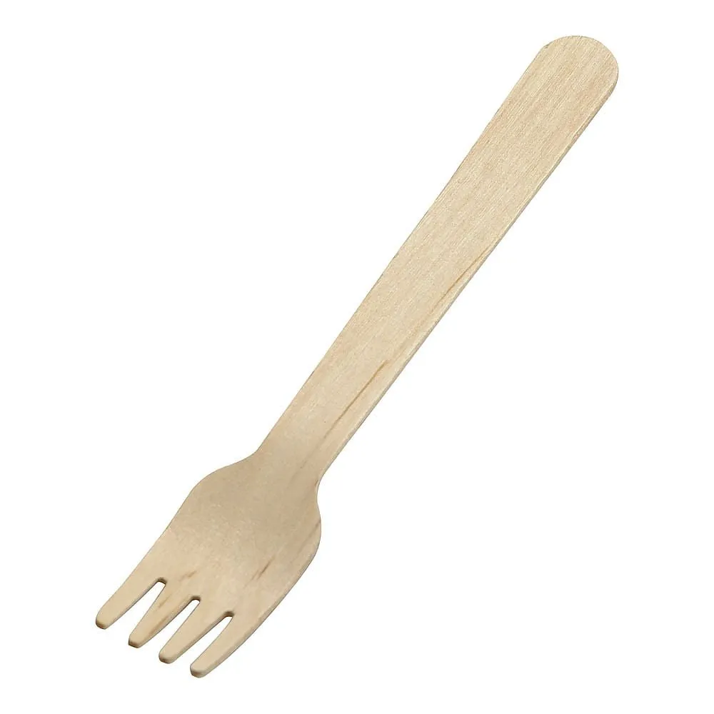 65-3874-79　Disposable Wooden Fork (100 Pieces) 140 mm　WF-140