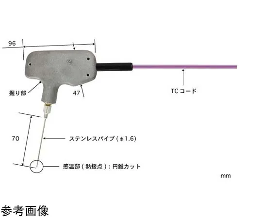 65-3533-30　［Out of stock］Pricking Type Temperature Sensor BT Series with ISO Document -200~300°C 1.6φ 70 mm E Type　BT-72E-TC1-ASP