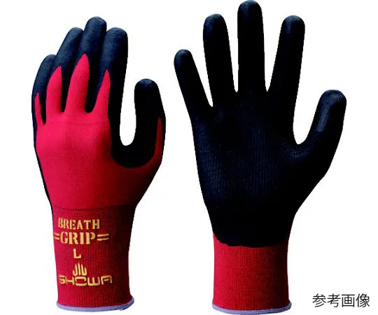67-6859-35　Nitrile Rubber Unlined Gloves NO380R Breath Grip Type R Red M Size　NO380R-MR