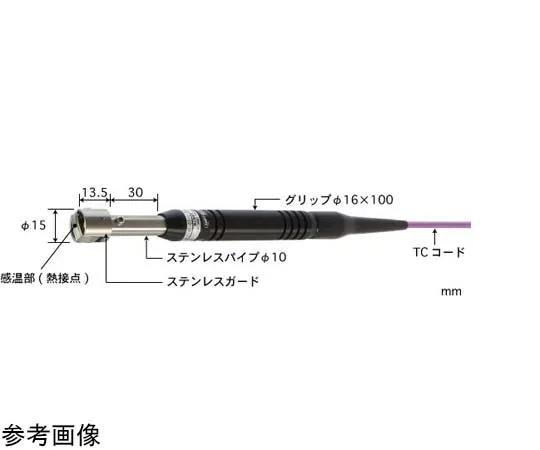 65-3527-93　Temperature Sensor for Static Surface Type A Series -50~500°C Type K Straight, Parallel 30 mm　A-231K-00-1-TC1-ASP