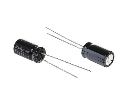 63-5052-74　Rubycon 220μF25V直流铝电解电容器，通孔6.3 (Dia。)x 11 mm+105°6.3mm 2.5mm　25YXJ220M6.3X11