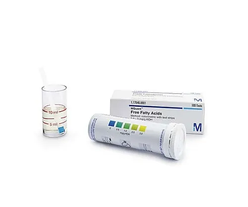 61-0315-25　游离脂肪酸测定原理:测试条0.5-1-2-3Mg/G KOH Mquant (TM) 117046 100条　1.17046.0001