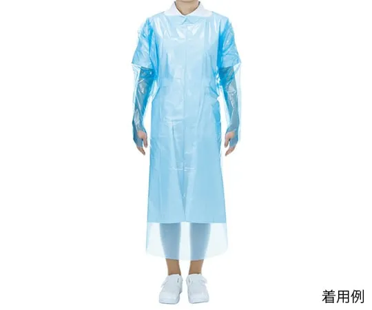 63-3999-67　［已停用］附袖套筒一次性围裙20片蓝色　YTE-115F