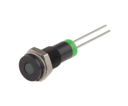 63-4977-63　RS PRO绿色指示器，2V直流，6毫米安装孔尺寸，铅针终止，IP67　700-1596