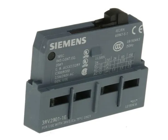 63-4987-52　Siemens Sirius Innovation 3RV2,NO/NC (2) ，辅助触点，插头，1 A dc, 2.5 A ac　3RV2901-1E