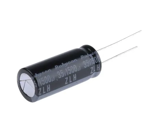 63-4985-16　Rubycon 1500μF35V直流铝电解电容器，通孔12.5 (Dia。)x 30 mm+105°12.5mm 5mm　35ZLH1500MEFC12.5X30