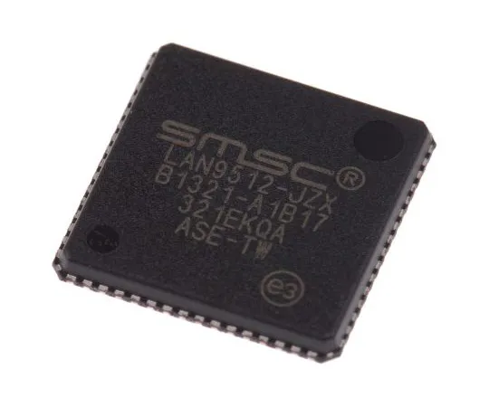 63-5010-67　MicrochipLAN9512-JZX,以太网控制器，10 Mbps, 100 Mbps, 3.3 V,64-PinQFN　LAN9512-JZX