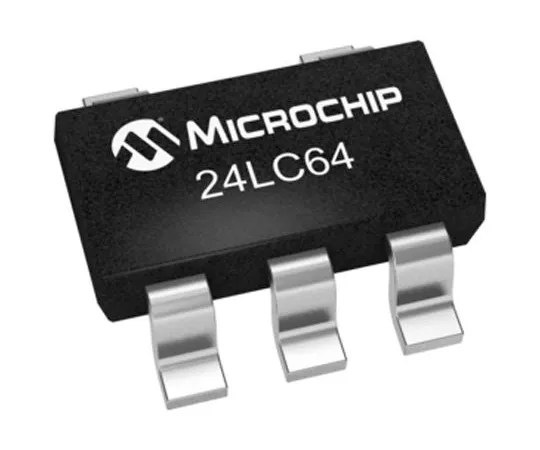 63-4963-76　Microchip24LC64T-I/OT, 64kbit Serial EEPROM内存，900 ns5-PinSOT-23I2C　24LC64T-I/OT