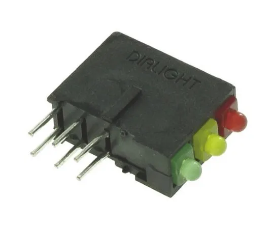 63-4873-66　拨号570-0100-132F,红色/黄色/绿色直角PCB LED指示器，3个LED通过孔2.5 V　570-0100-132F