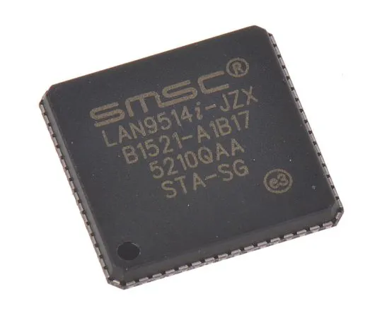 63-5112-97　微芯片，以太网控制器，1.5 Mbps, 12 Mbps, 480 Mbps, 3.3 V,64-PinQFN　LAN9514I-JZX