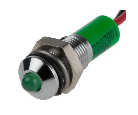 63-5022-39　RS PRO绿色指示器，24 V直流，6毫米安装孔尺寸，导线终止，IP67　722-7801