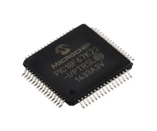 63-5009-25　微芯片，8位PIC微控制器，64MHz, 128 kB闪存，64-pinTQFP　PIC18F67K22-I/PTRSL