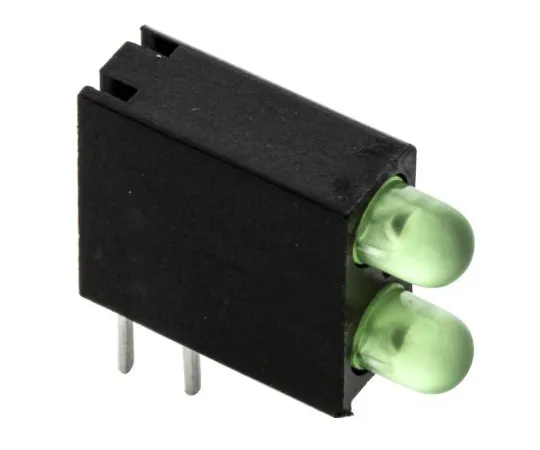 63-4873-62　拨号553-0122-200F,绿色直角PCB LED指示器，2个LED通过孔2.8 V　553-0122-200F