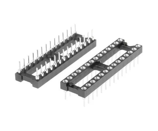 63-4877-67　E-TEC2.54毫米间距垂直28道，通孔转销开框IC凹槽插座　POS-328-S001-95