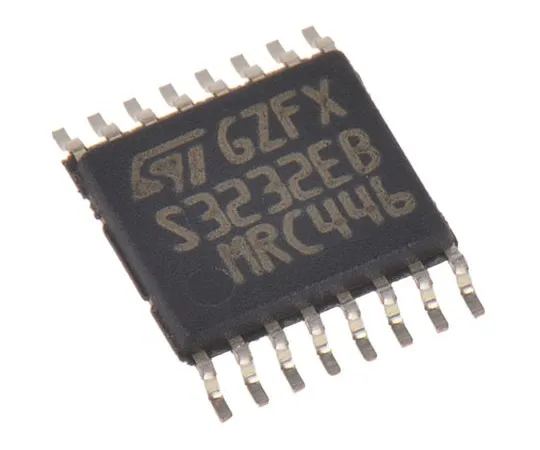 63-5123-06　意法半导体ST3232EBTR,线路收发器，RS-2322-TX2-RX, 3.3 V, 5 V, 16引脚TSSOP　ST3232EBTR