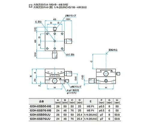 61-6979-99　Aβ轴GonioStage-M 6-50±0.1 mm　GOH-65B50-M6