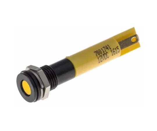63-4977-86　RS PRO黄色指示器，12 V直流，8毫米安装孔尺寸，焊点终止，IP67　700-1741