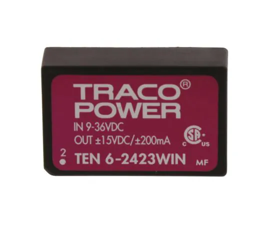 63-5064-47　TRACOPOWER 10 6WIN 6W隔离直流-直流换流孔，电压在9→36 V直流，电压输出±15V直流　TEN 6-2423WIN
