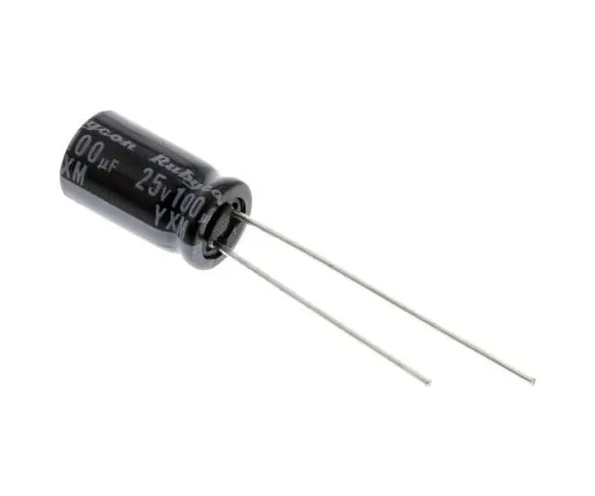 63-4986-73　Rubycon 100μF25V直流铝电解电容器，通孔6.3 (Dia。)x 11 mm+105°6.3mm 2.5mm　25YXM100MEFC6.3X11