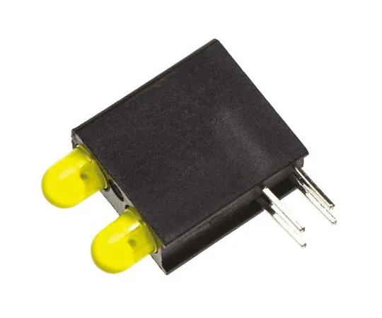 63-4873-58　拨号553-0233-200F,黄色直角PCB LED指示灯，2个LED通过孔2.4 V　553-0233-200F