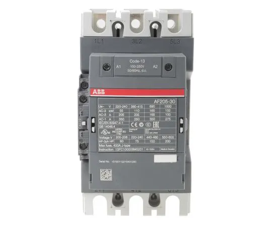63-5114-14　ABB 3极接触器，350 A, 230 V交流线圈，自动对焦范围，3NO, 110 kW　1SFL527002R1311