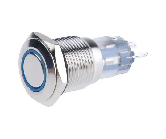 63-5125-51　RS PRO单杆双抛 (SPDT) 瞬间蓝色LED按键开关，IP65,IP67, 16 (Dia。) mm,面板安装　811-8437