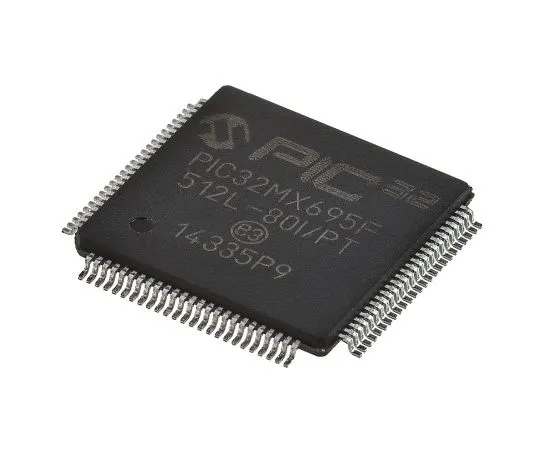 63-4986-32　微芯片，32位PIC微控制器，80MHz, 12 kB, 512 kB闪存，100 Pin TQFP　PIC32MX695F512L-80I/PT