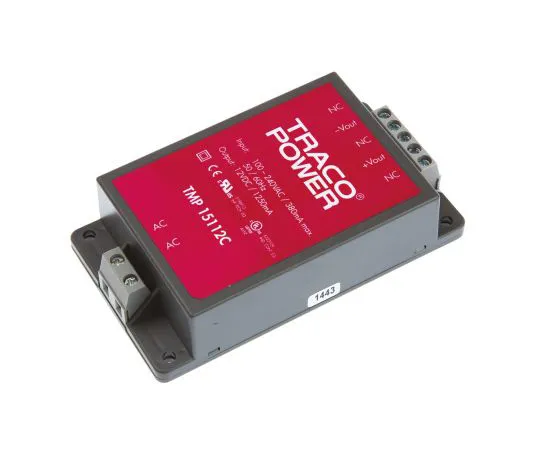 63-4924-44　TRACOPOWER15W1输出嵌入式开关模式电源SMPS,1.25A,12V直流封装　TMP 15112C