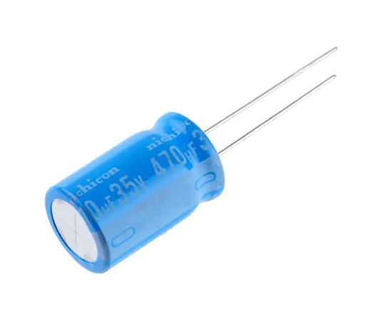 63-5074-02　尼奇康470μF35V直流铝电解电容器，通孔12.5×20 mm+125°C 12.5mm 5mm　UBT1V471MHD8