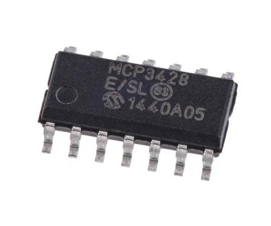 63-4985-47　微芯片MCP3428-E/SL, 16位串行ADC 4通道差分输入，14引脚SOIC　MCP3428-E/SL