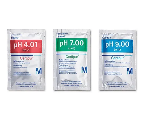 61-0322-87　缓冲液 (30mL铝糖型) 可用于SRM NIST和PTB, 10 Bag x pH 4.01 (邻苯二甲酸) ， 10 Bag x pH 7.00 (磷酸) ， 10 Bag x pH 9.00 (硼酸) pH 4.01/Ph 7.00/Ph 9.00 (25°C) Certipur (R) 199005 1ST　1.99005.0001