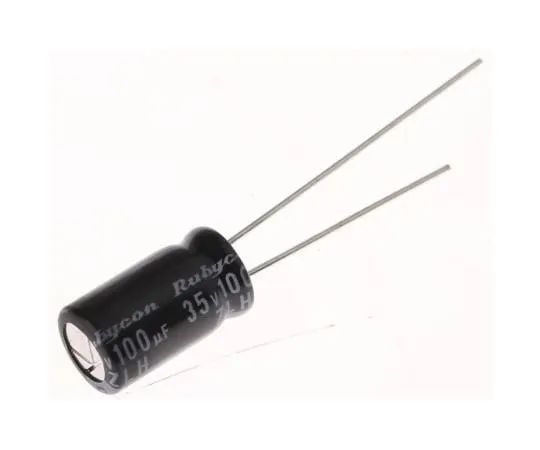 63-4985-08　Rubycon 100μF35V直流铝电解电容器，通孔6.3 (Dia。)x 11 mm+105°6.3mm 2.5mm　35ZLH100MEFC6.3X11