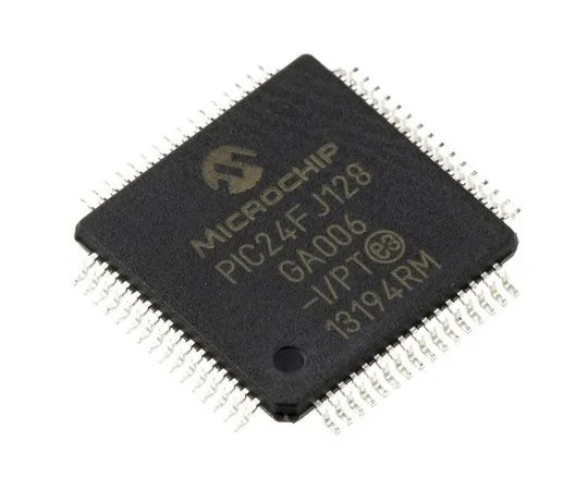 63-4896-04　单片机，16位PIC单片机，32MHz, 128 kB闪存，64-pinTQFP　PIC24FJ128GA006-I/PT
