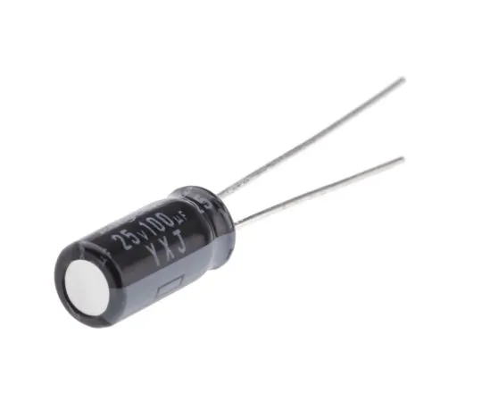 63-5052-73　Rubycon 100μF25V直流铝电解电容器，穿过5号孔。)x 11 mm+105°5mm 2mm　25YXJ100M5X11