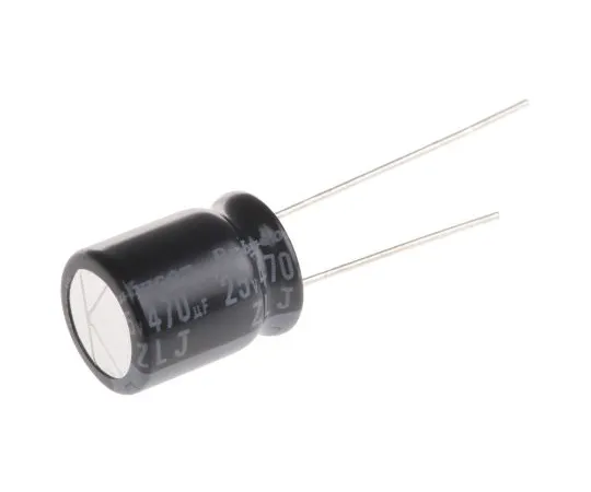 63-5027-62　Rubycon 470μF25V直流铝电解电容器，通孔10 (Dia。)x 12.5mm+105°10mm 5mm　25ZLJ470M10X12.5