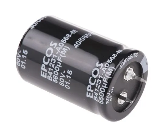 63-5086-18　EPCOS 5600μF80V直流铝电解电容器，通孔30 (Dia。)x 45 mm+85°30mm 10mm　B41231A0568M000